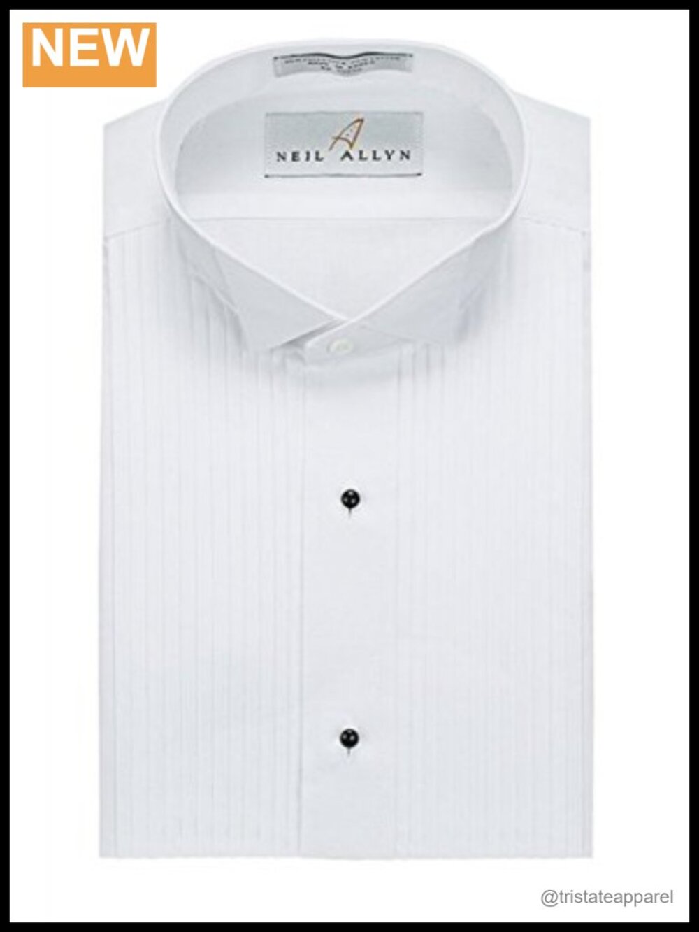 Women's Wing Collar Tuxedo Shirt with Pleated Front & Cotton Blend - Long Sleeve